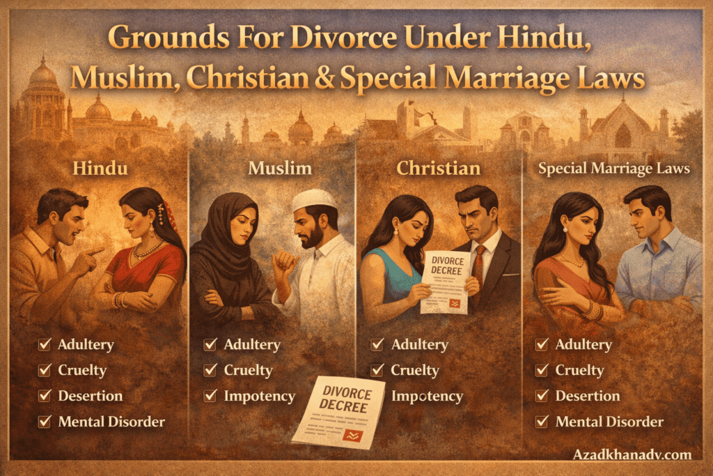 Grounds For Divorce Under Hindu, Muslim, Christian & Special Marriage Laws
